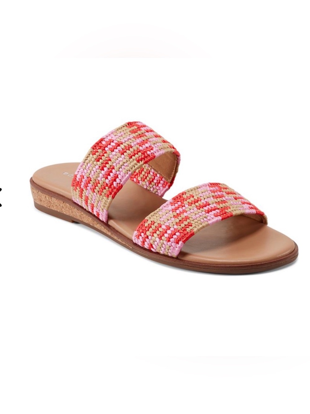 Easy Spirit Coral Pink Multicolor Woven Slide Sandal